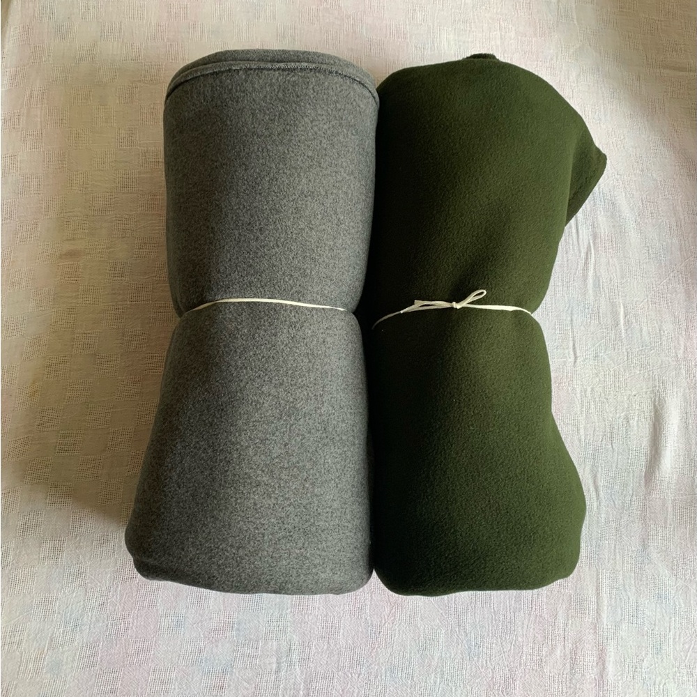 Cozy Fleece fabric - Gray and Green